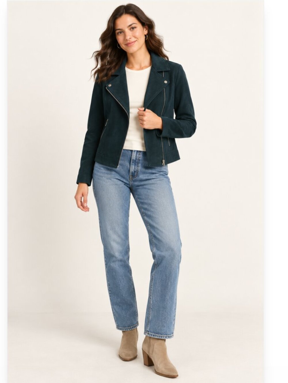 Title: Old Navy Dark Teal Faux Suede Moto Jacket XS